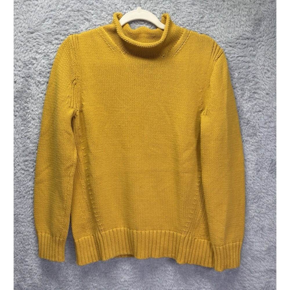Vtg J Crew Womens Medium Roll Neck Sweater‎ Yellow